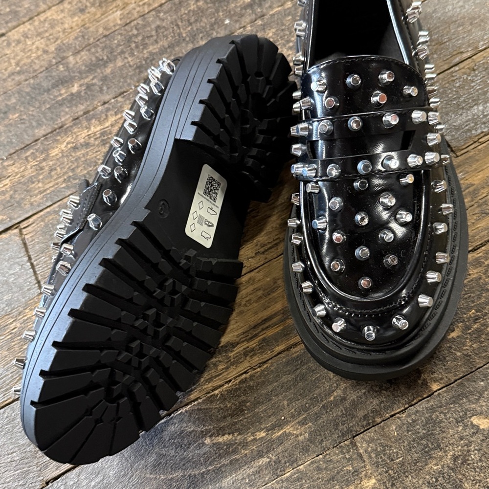 ASOS Black Patent Studded Loafers - Picture 4 of 4